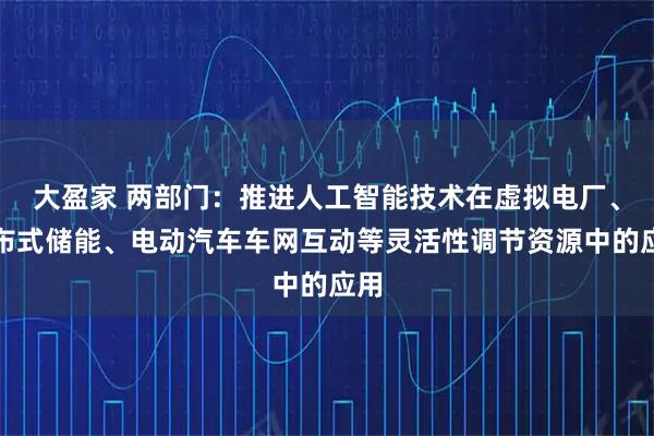 大盈家 两部门：推进人工智能技术在虚拟电厂、分布式储能、电动汽车车网互动等灵活性调节资源中的应用